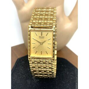 Seiko Men's Unisex Watch 7N01-5C39 Quartz Tank Rectangle Gold Stainless Steel